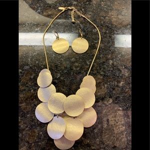 Talbots chunky gold disc necklace and earrings